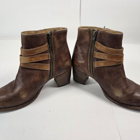 Bed Stu Cobbler Boots Womens Size 9 Brown Leather Ankle Buckle Zip Distressed - Picture 14 of 15
